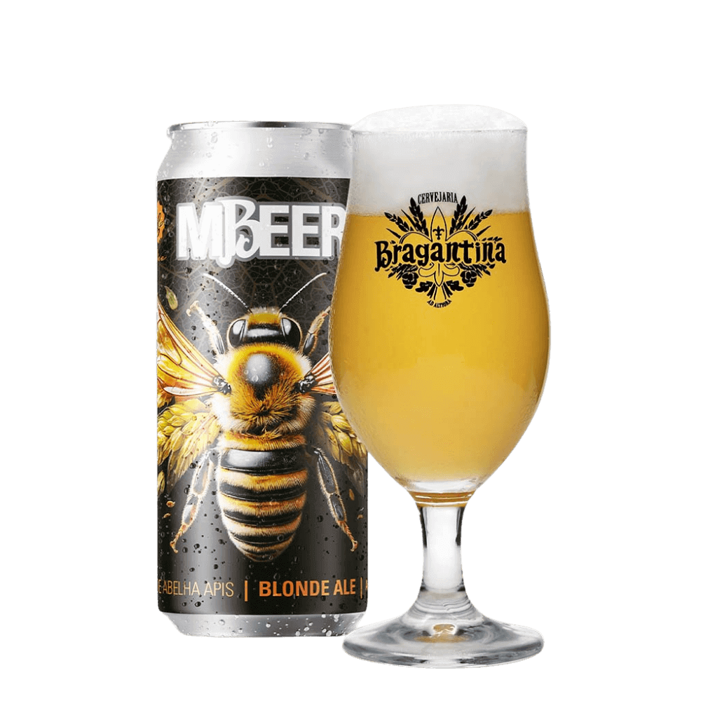Mbeer Blonde Ale com Mel de Apis lata 473ml